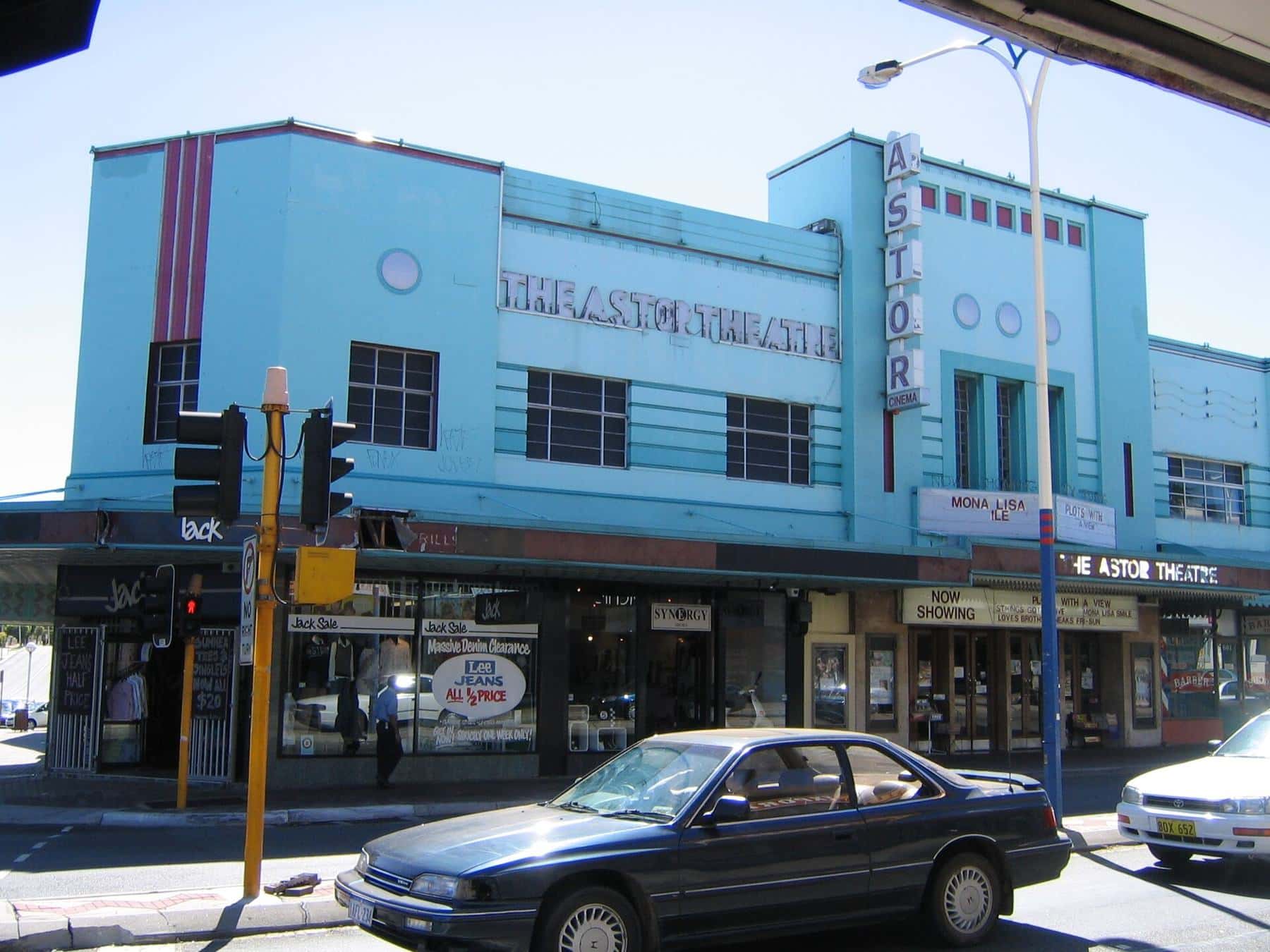 The Astor Theatre’s Art Deco corner facade at Beaufort and Walcott streets